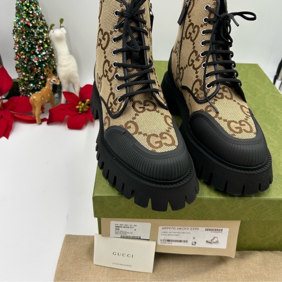 Men’s Gucci maxi logo GG combat boots size 9, made in Italy - Picture 3 of 8